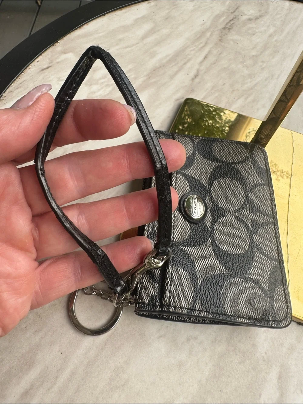Coach Peyton signature ID skinny Signature Canvas Wristlet